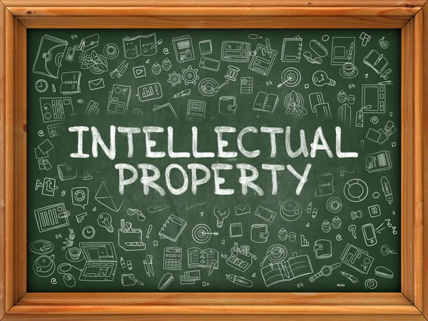 Intellectual Property Tangan Ditarik pada Kapur Hijau . — Stok Foto