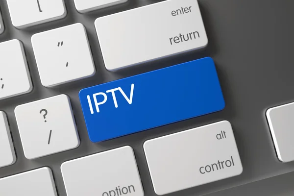 Keyboard with Blue Button - Iptv. — Stock Photo, Image