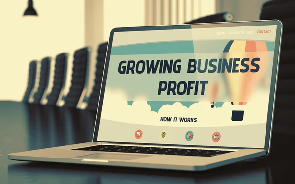成長するビジネス利益 - ラップトップ画面で。クローズ アップ. — ストック写真