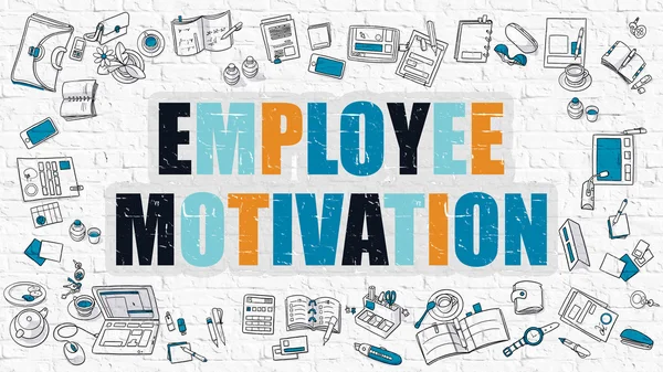 Multicolor Employee Motivation on White Brickwall. Doodle Style. — Stock Photo, Image