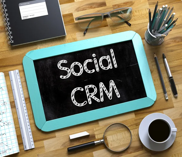 Small Chalkboard with Social CRM. — Stock Photo, Image