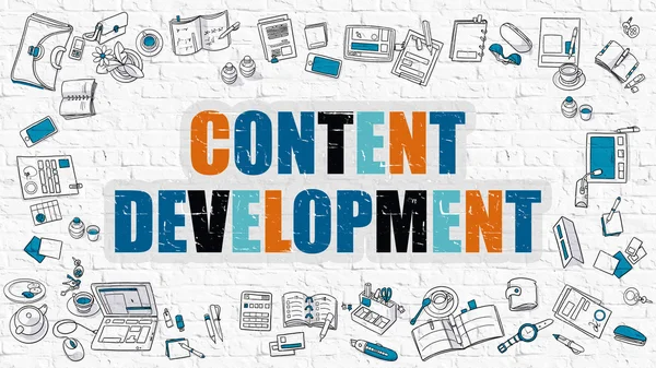 Content Development in Multicolor. Doodle Design. — стокове фото