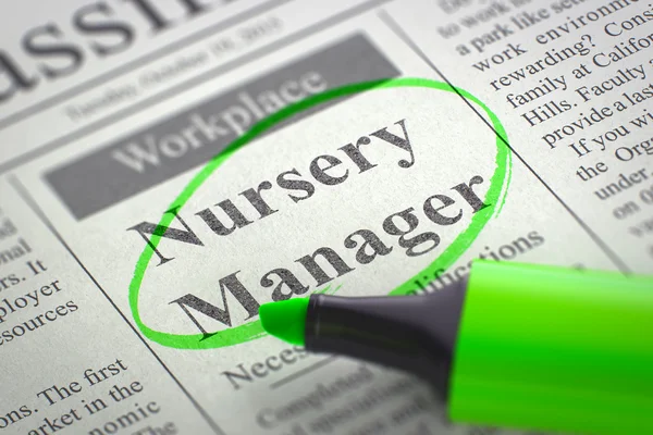 Nursery Manager nu inhuren. — Stockfoto