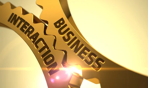 Business Interaction on Golden Gears. — Stock Photo, Image