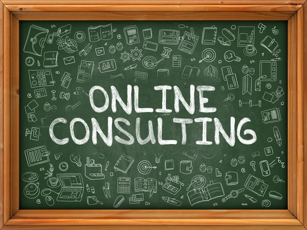 Groen krijtbord met hand getrokken Online Consulting. — Stockfoto