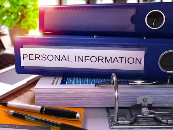 Personal Information on Blue Office Folder. Toned Image. — Stock Photo, Image