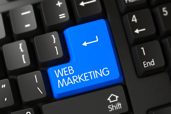 Teclado Blue Web Marketing no teclado . — Fotografia de Stock