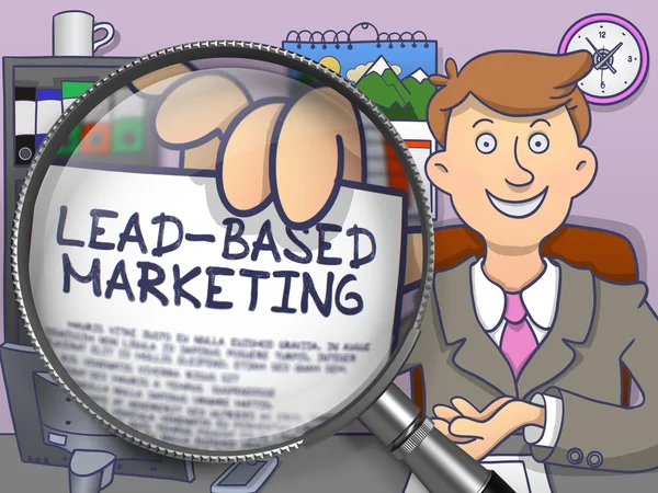 Lead-Based Marketing through Magnifier. Doodle Style. — Stock Photo, Image