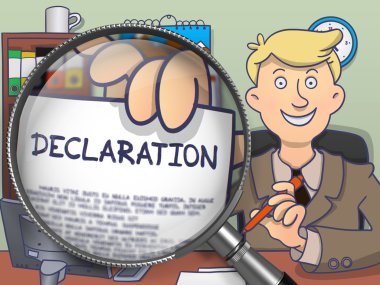 Declaration through Magnifying Glass. Doodle Style. clipart