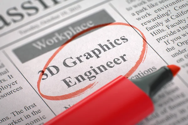 Abertura de emprego 3D Graphics Engineer . — Fotografia de Stock