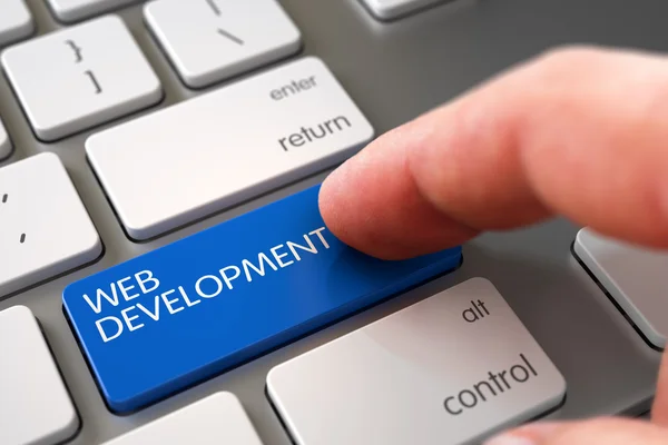 Hand Finger Press Web Development Button. — Stock Photo, Image