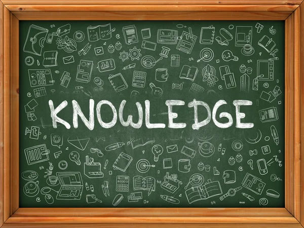 Knowledge Concept. Green Chalkboard with Doodle Icons. — Stock Photo, Image