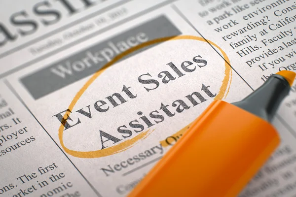 Were Hiring Event Sales Assistant. — Zdjęcie stockowe
