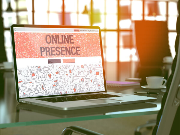 Online Presence Concept on Laptop Screen.