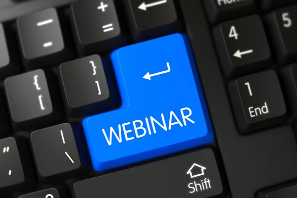 Keyboard with Blue Key - Webinar. — Stock Photo, Image