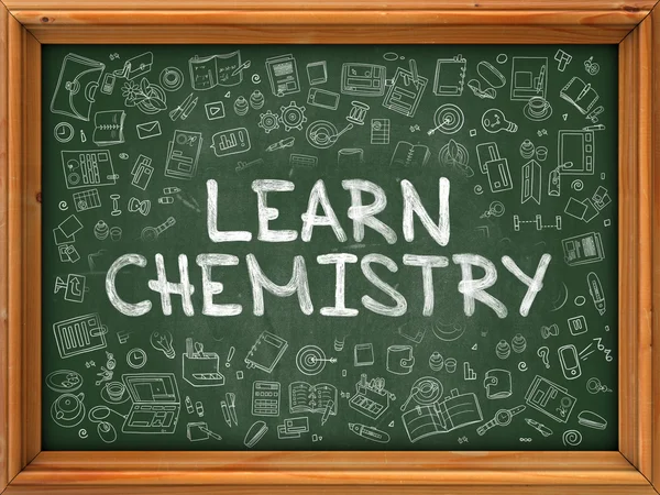 Ruční kreslený nauk chemie na zeleném Chalktu. — Stock fotografie