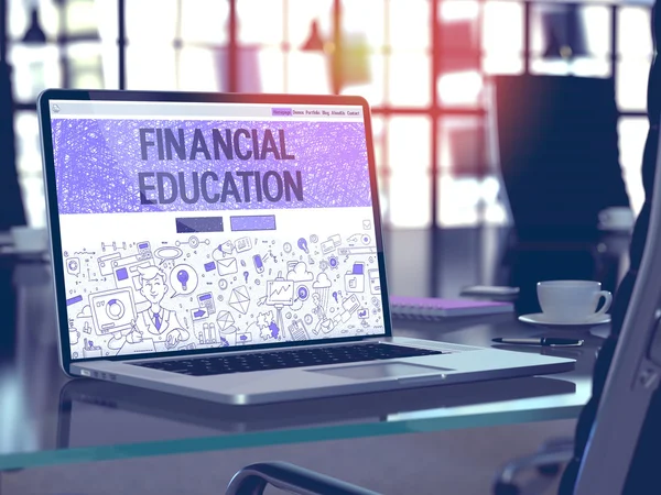 Екран ноутбука з концепцією фінансової освіти . — стокове фото