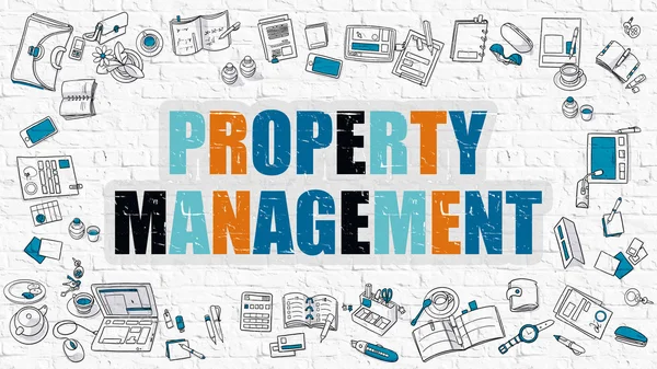 Property Management Concept met Doodle Design Pictogrammen. — Stockfoto