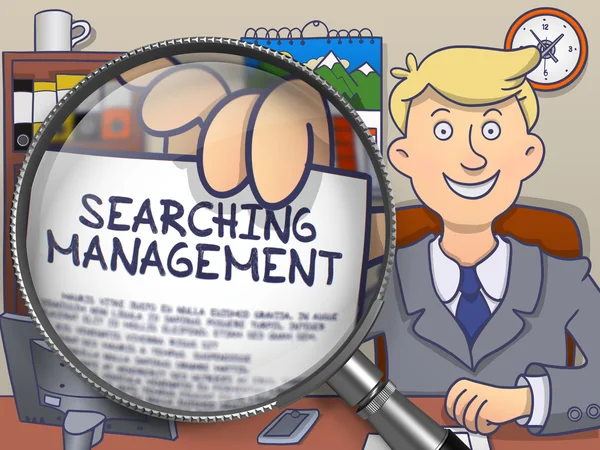 Searching Management through Magnifying Glass. Doodle Design. — Stock Photo, Image
