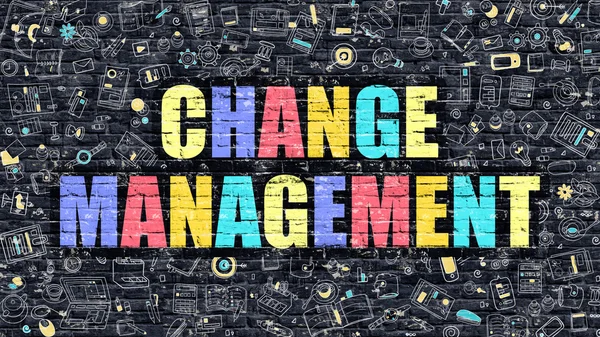 Change Management on Dark Brick Wall. — Stock Photo, Image