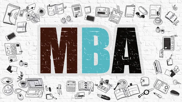 Koncepcja MBA z Doodle Icon Design. — Zdjęcie stockowe