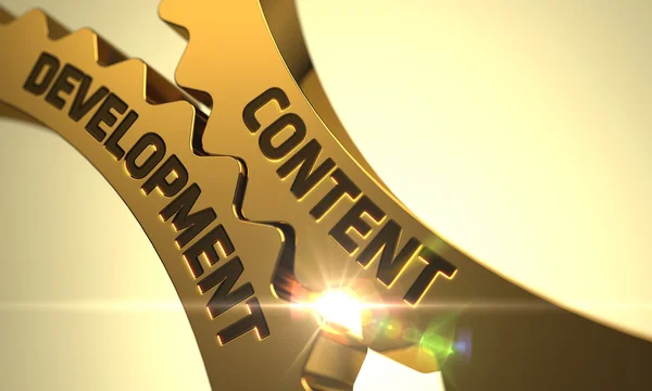 Content ontwikkeling op Golden COG Gears. — Stockfoto