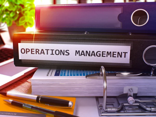 Black Ring Binder with Inscription Operations Management. — Stock Photo, Image