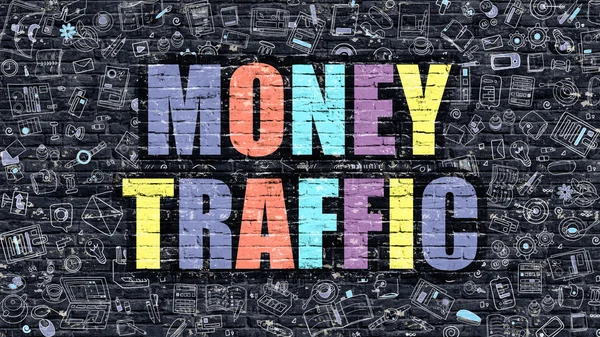 Money Traffic on Dark Brick Wall. — Stock Photo, Image
