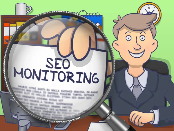 SEO-monitoring via vergrootglas. Doodle design. — Stockfoto