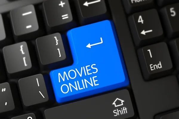 Toetsenbord met blauw toetsenblok-films online. — Stockfoto