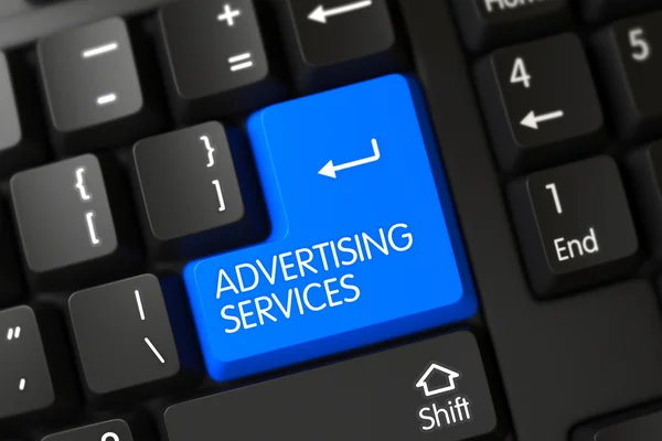 Blue Advertising Services-tangenten på tangentbordet. — Stockfoto