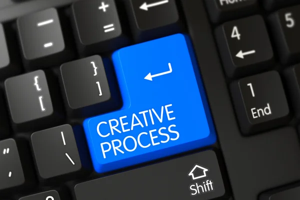 Creative Process CloseUp of Blue Keyboard Key. — Stock Photo, Image