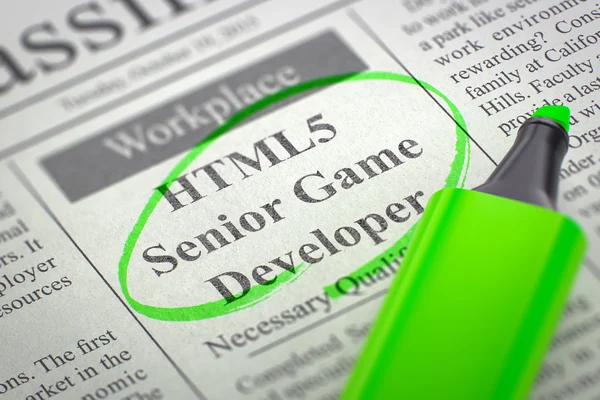 HTML5 Senior Game Developer wakat pracy. — Zdjęcie stockowe