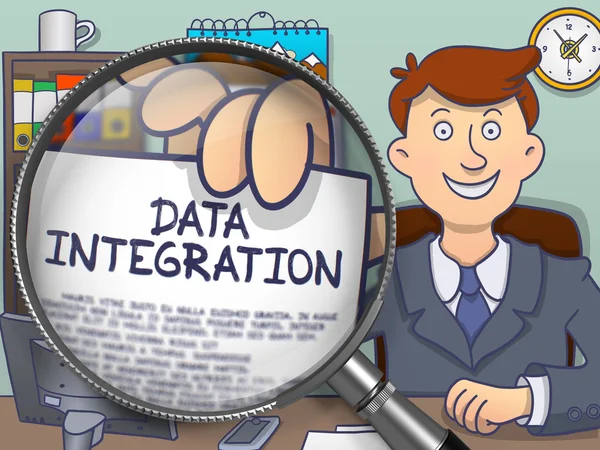 Integración de datos a través de lupa. Estilo Doodle . —  Fotos de Stock