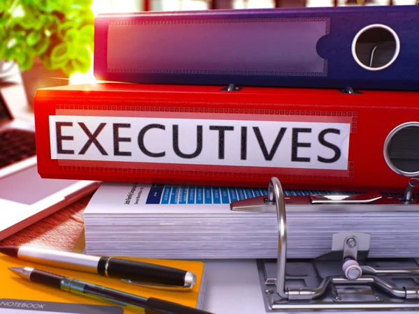 Executives on Red Ring Binder. Blurred, Toned Image. — Stock Photo, Image