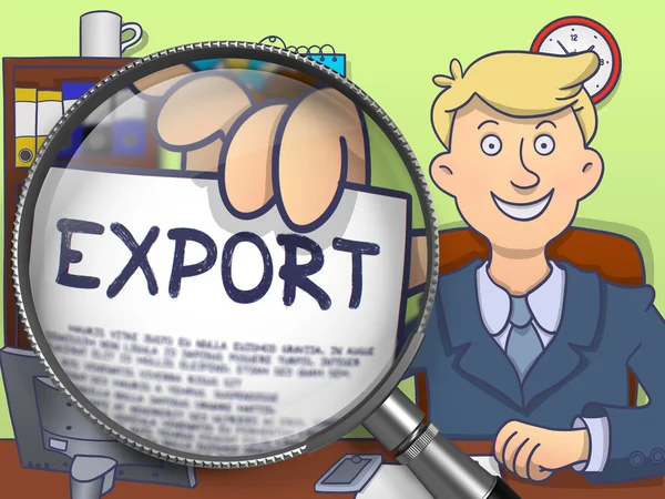 Export durch Linse. Doodle-Konzept. — Stockfoto