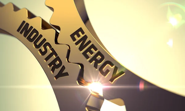 Energy Industry Concept. Golden Gears. — Stock Photo, Image