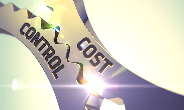 Cost Control Concept. Golden Metallic Cog Gears. — Stock Photo, Image