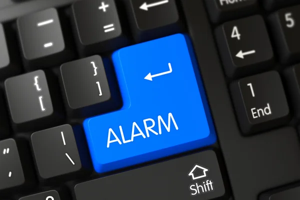 Klávesnice s modrým klíčem - Alarm. — Stock fotografie