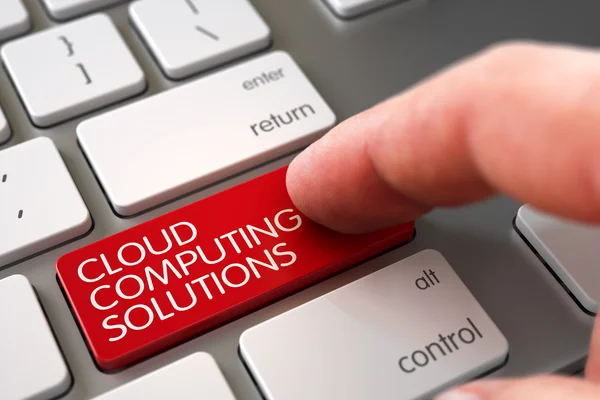 Cloud Computing Solutions - Keyboard Key Concept (en inglés). Renderizado 3D . —  Fotos de Stock