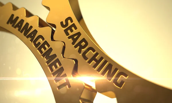 Management op gouden Metallic Cog Gears zoeken. — Stockfoto