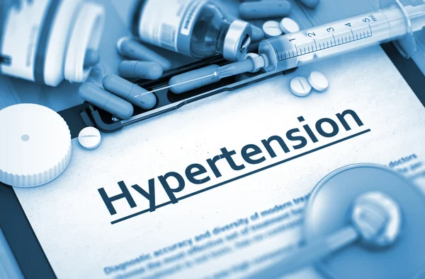 Hypertension Diagnosis. Medical Concept. Composition of Medicame — Stock Photo, Image