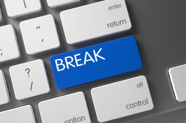 Mavi Tuş Takımı ile Klavye - Break. 3d İllüstrasyon.
