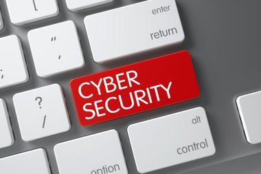 Klavyede Kırmızı Siber Güvenlik Tuşu. 3d İllüstrasyon.