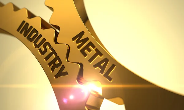 Cogwheels dourados com conceito da indústria do metal. Ilustração 3D . — Fotografia de Stock