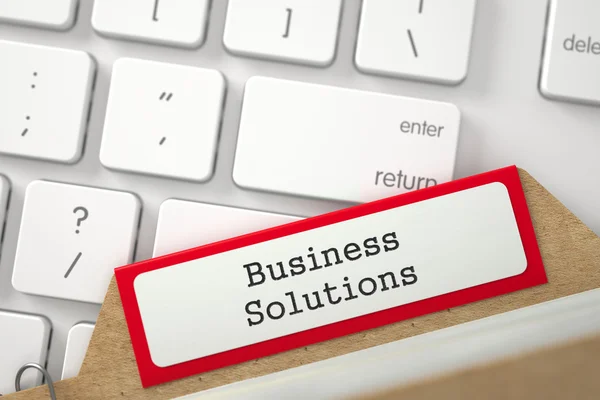 Индексная карта с надписью Business Solutions. 3D-моделирование . — стоковое фото