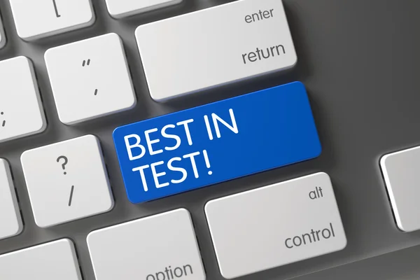 Blauwe beste in test knop op toetsenbord. 3D-illustratie. — Stockfoto