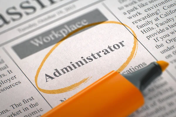 Now Hiring Administrator. 3D Rendering. — Stock Photo, Image