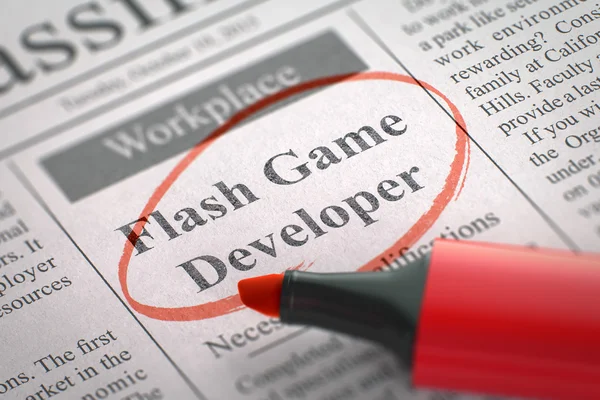 We zijn het inhuren van Flash Game Developer. 3D-illustratie. — Stockfoto