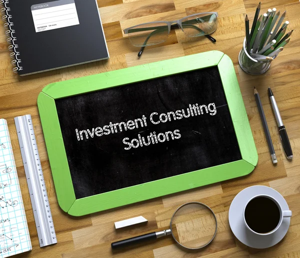 Investment Consulting Solutions on Small Chalkboard. Illustration 3D . — Photo